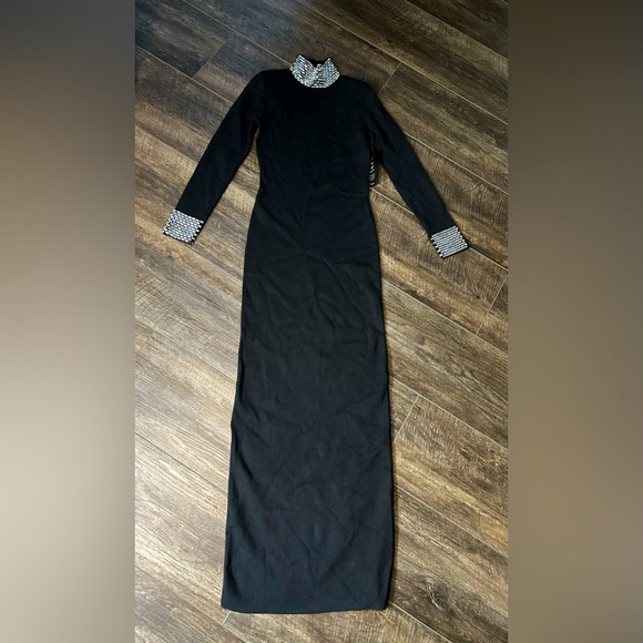 Retrofete  Monroe Embellished Knit Black Long Dress sparking crystals size Small - Picture 2 of 6